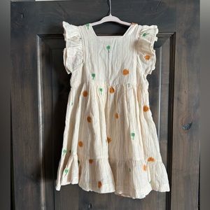 Pink Chicken Embroidered Kit Dress Antique White sz 5